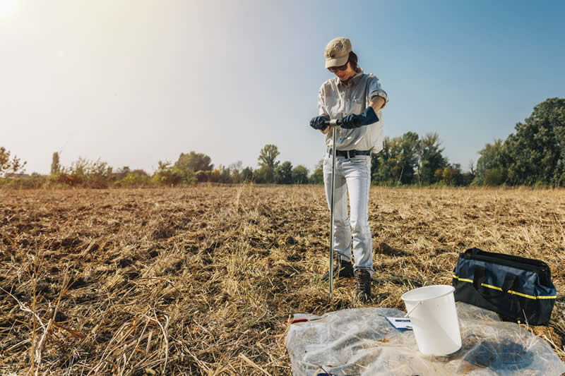 Image of a woman soil testing