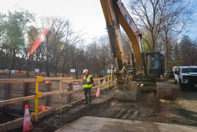 Image of a man looking at a decommissioning site