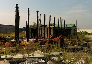 Image of an old building at a contaminated site