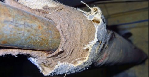 Image of pipe with a view of insulation materials as part of Hazardous materials assessments.